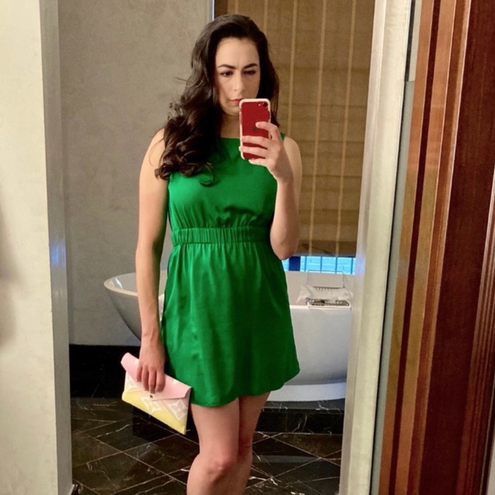 Milly- Emerald Green silk tank dress